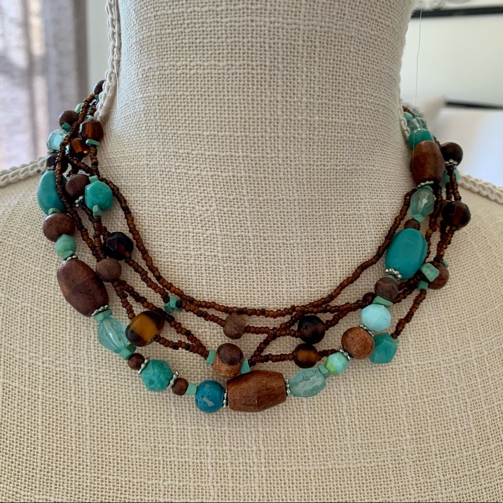Turquoise and brown necklace